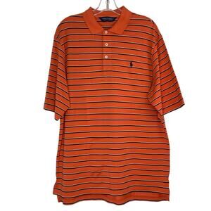 Polo Golf Ralph Lauren orange stripped polo shirt 100% Pima Cotton Men's Large